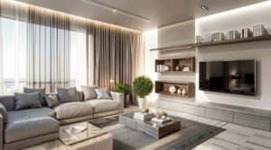 modern-living-room-decoration-ideas-2026. modern living room decoration ideas with earth tones plants and layered lighting 2026