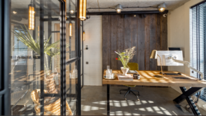 Home office electricity decoration with LED bias lighting and smart bulbs