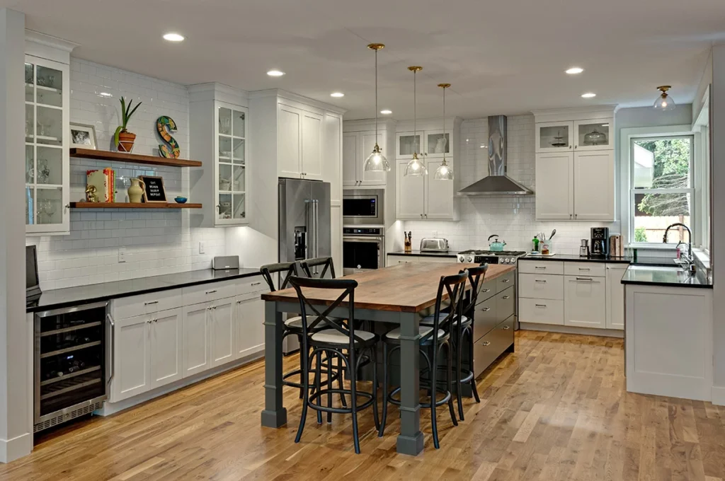 farmhouse kitchen with apron sink