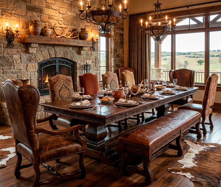 Insert farmhouse dining room with cross-back chairs image here
