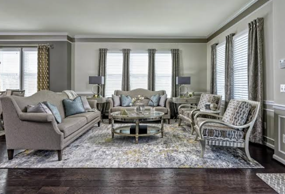 modern farmhouse living room with shiplap wall