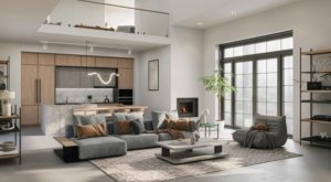 Modern living room furniture set design ideas with sofa, coffee table and accent chair
